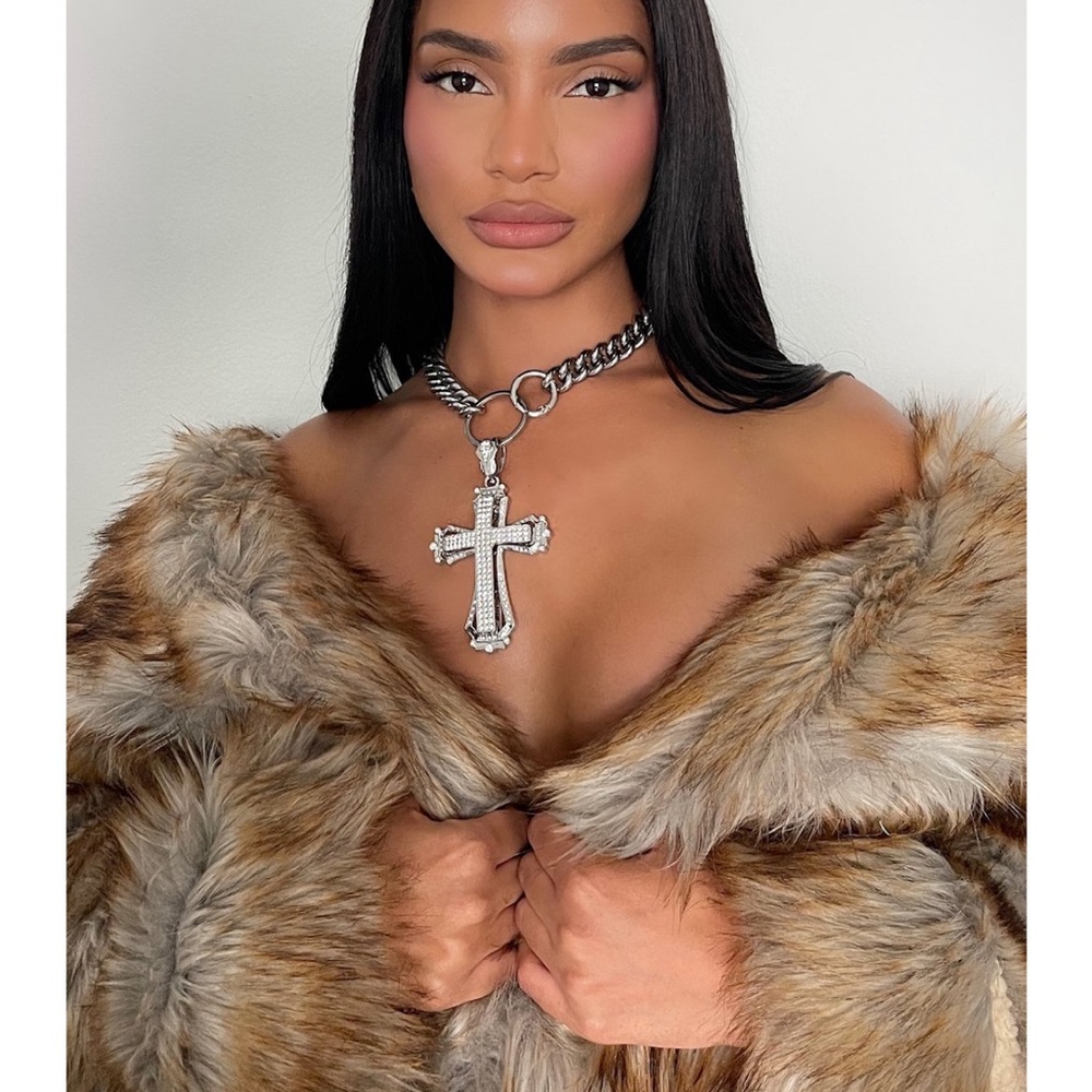 Silver Layered Cross Pendant Necklace